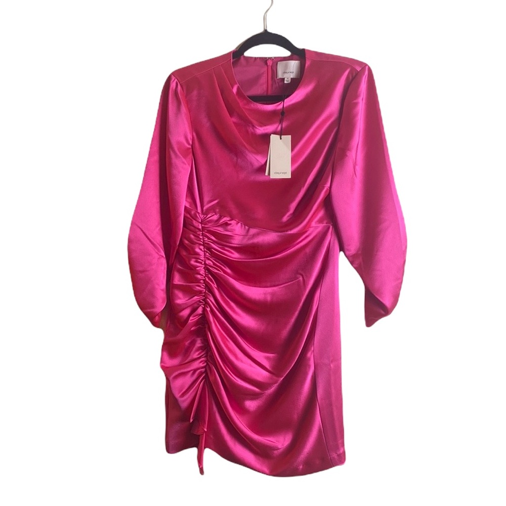 Revolve Cinq a Sept Smooth Satin Natalia Dress Pink Azalea Size 10